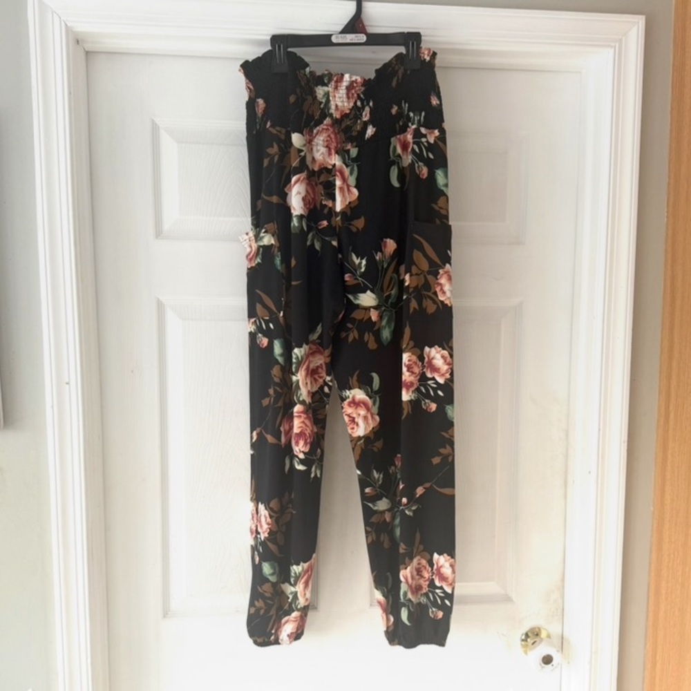 Harem/ boho Floral Black Women's Pants size xl